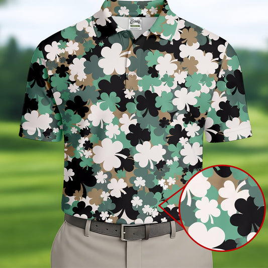 Maxcorners Irish Camo St. Patrick’s Day Shamrock Golf Shirt, Polo Shirts For Men, Polo For Men, Golf Shirts For Men