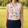 Maxcorners Retro Love Peace Van Floral Hawaiian Golf Shirt, Women’s Golf Tops, Performance Golf Shirt LM1507