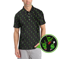 Maxcorners Halloween Golf Shirt, Horror Pattern Golf Shirt, Crazy Golf Shirt For Men