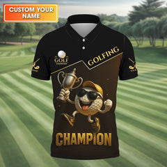 Maxcorners Golf Champion Funny Shirt, Men's Funny Graphic Golf Polo Shirt, Dad Golf Gift LM2406