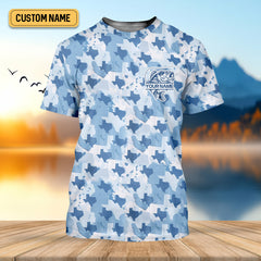 Maxcorners Texas Camo Blue Fishing UPF Shirts, Performance Fishing Shirts, Fishing Gifts For Men, Men's Fishing Shirt