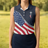 Maxcorners Christian American Flag Cross Golf Polo Shirt, Women's Golf Polo, Golf Tops For Women LM1507