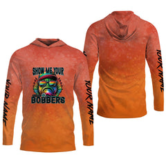 Maxcorners Show Me Your Bobbers Shirt, Orange Neon Men Fishing Shirt, Funny Fishing Shirt, SPF Shirt