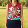Maxcorners Women's Funny Santa Surfing Golf Shirt, Christmas Golf Shirt, Women’s Golf Apparel LM1507