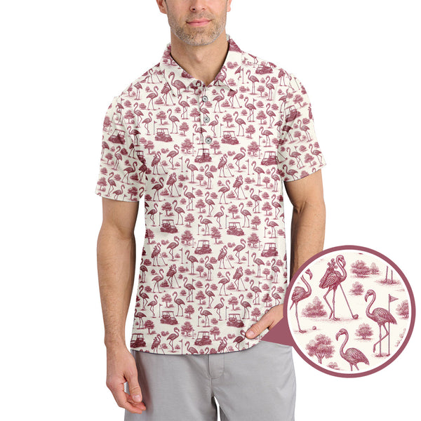 Maxcorners Flamingo Golf Shirt, Funny Pattern Golf Shirt, Crazy Golf Shirt For Golfer