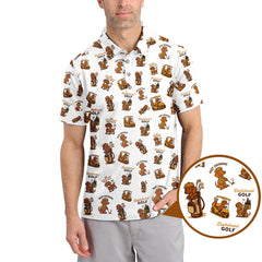 Maxcorners Dachshund Pattern Golf Polos, Funny Dachshund Golf Shirt, Pattern Golf Shirt For Golfers