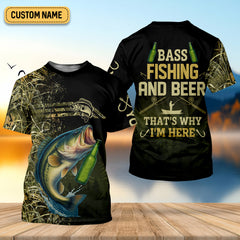 Maxcorners Bass Fishing And Beer That's Why I'm Here Camouflage Fishing Shirts, Funny Fishing Shirt, SPF Shirt For Men