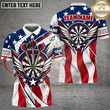 Maxcorners Darts & American Flag Patriotic Dartboard Graphic Customized Name, Team Name 3D Shirts