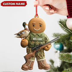 Maxcorners Personalized Hunter Gingerbread Christmas Ornament - Funny Acrylic Holiday Decor Gift LM0411