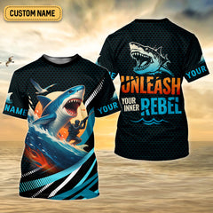 Maxcorners Shark Fishing SPF Shirts, Unleash Your Inner Rebel Performance Fishing Shirts, Fishing Shirts For Men