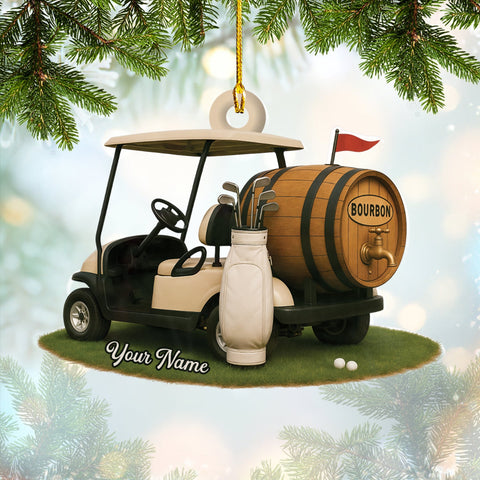 Maxcorners Custom Golf And Bourbon Ornament, Bourbon Christmas Ornament, Golf Ornament For Golfer, Golf Decor For Christmas