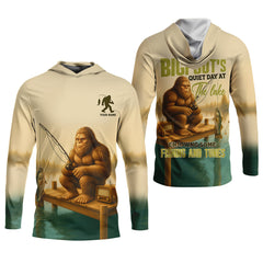 Maxcorners Bigfoot's Quiet Day At The Lake Fishing UPF Shirts, Funny Fishing Shirt, Presents For Fishermen