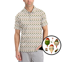 Maxcorners Christmas Golf Shirt For Men, Funny Pattern Golf Shirt , Xmas Golf Shirt, Golf Gift For Golfer