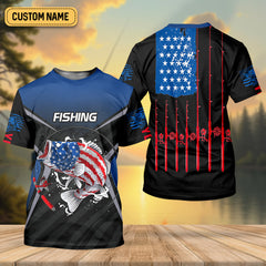 Maxcorners Largemouth Bass Fishing Patriotic Fishing Shirt, SPF Shirt For Men, Presents For Fishermen