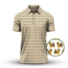 Maxcorners Golden Retriever Pattern Golf Shirt – Funny Golden Retriever Golf Shirt For Dog Lovers