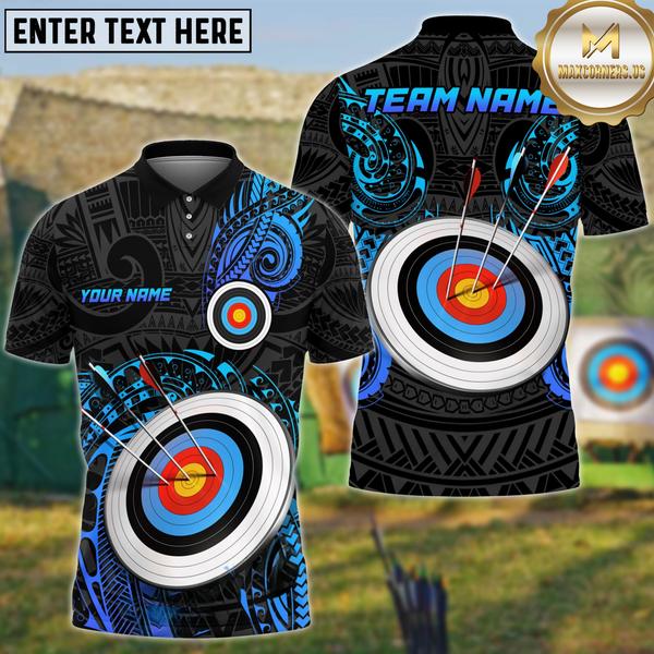 Maxcorners Polynesian Tribal Target Archery Personalized Name 3D Shirt
