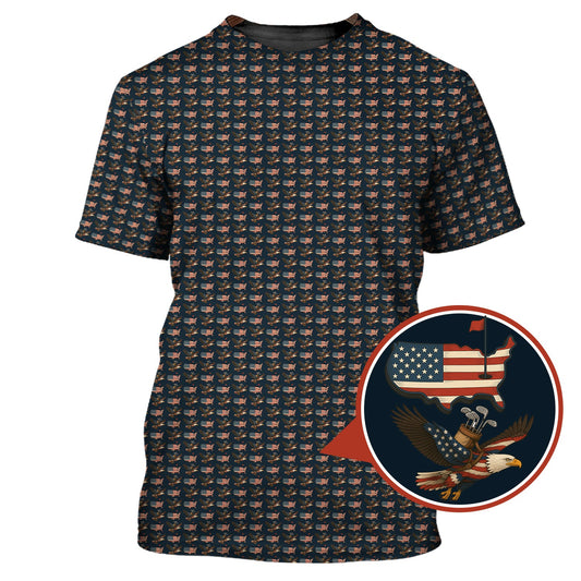 Maxcorners Pattern Golf Shirt For Men - America Golf Shirt For Golfers - Crazy Golf Shirt