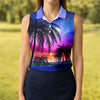 Maxcorners Palm Tree Sunset Beach Golf Shirt, Women’s Golf Polo, Golf Shirts For Women, Printed Golf Shirt LM1507