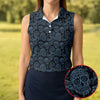 Maxcorners Gothic Sugar Skull Pattern Golf Polo Shirt, Golf Shirts For Women, Women’s Golf Polo LM1507