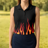 Maxcorners Retro Flame Fire Pattern Golf Shirt, Women's Golf Shirt, Hawaiian Golf Shirt LM1507