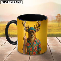 Maxcorners Deer Fukin' Finger Personalized  3D Ceramic Mug Printed