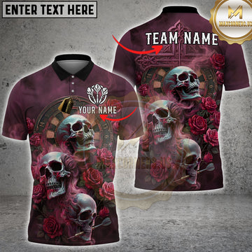 Maxcorners Skull Darts Gothic Roses Multi Options Personalized Name, Team Name Unisex 3D Shirt (4 Colors)