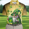 Maxcorners Happy St Patrick's Day Shamrock Gnome Golf And Beer Polo Shirts For Men, Golf Shirts For Men