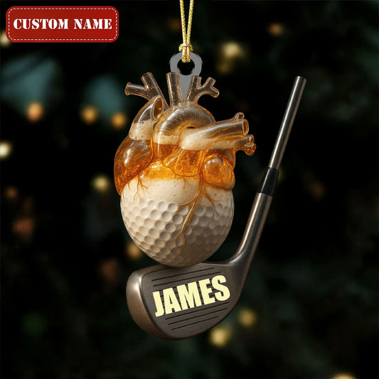 Maxcorners Fueled By Golf and Beer Acrylic Ornaments, Golf Christmas Gifts, Funny Golf Ball Golf Ornaments LM1611