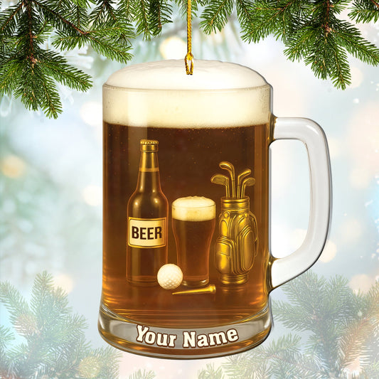 Maxcorners Golf And Beer Ornament, Golf Ornament Christmas Gift For Beer Lover, Golf Decor For Golfer
