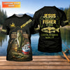 Maxcorners Jesus Made Me A Fisher Of Man Fishing UPF Shirts, Jesus Fishing Shirt, Funny Fishing Shirt