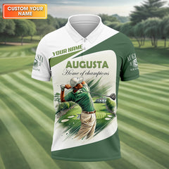 Maxcorners Custom Augusta Golfer Home Of Champions Men's Golf Polo Shirt, Mens Golf Gift, Mens Golf Shirt