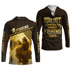 Maxcorners Proof Bigfoot Prefers Sunset Fishing Trips Fishing UPF Shirts, Funny Fishing Shirt, Fishing Shirts For Men
