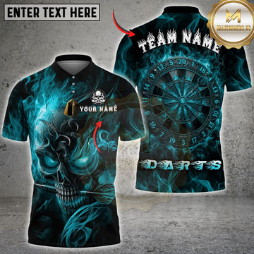 Maxcorners Darts Shirt Gothic Skull Dartboard Flaming Design, Multicolor Customized Name, Team Name 3D Shirts