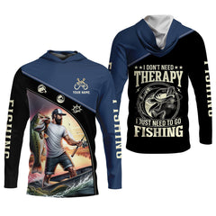 Maxcorners Fishing Shirts, I Don't Need Therapy I Just Need To Go Fishing, SPF Long Sleeve Shirts, Fishing Shirts For Men
