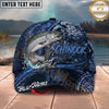 Maxcorners Fishing Water Splash Dark Scale Personalized Name 3D Cap (12 Fish Species)