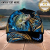 Maxcorners Fishing Blue Tribal Gold Accent Personalized Name 3D Shirt (13 Fish Species)