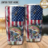 Maxcorners Fishing Tumbler Distressed American Flag Design Personalized Name Tumbler (13 Species)