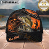 Maxcorners Fishing Epic Sunset Fishing Skull with Dramatic Angler and Boat Scene Personalized Name 3D Cap (13 Fish Species)