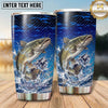 Maxcorners Fishing Tumbler Electric Blue Wave Grid Design Personalized Name Tumbler (13 Species)