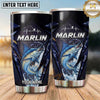 Maxcorners Fishing Tumbler Navy Geometric Mountain Line Design Personalized Name Tumbler (13 Species)