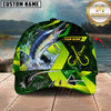 Maxcorners Fishing Green Neon Hook Splash Multiple Options Personalized Name 3D Cap (12 Fish Species)