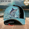 Maxcorners Fishing Light Blue Water Texture Black Trim Personalized 3D Cap (12 Fish Species)
