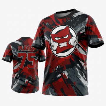 Maxcorners Cornhole Angry Pillow Face and Grunge Splatter Red and Grey Abstract Geometric Personalized Name 3D Unisex Shirt