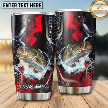 Maxcorners Fishing Tumbler Red Black Smoke Honeycomb Design Personalized Name Tumbler (13 Species)
