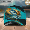 Maxcorners Fishing Deer Lake Outdoor Personalized Name 3D Cap (12 Fish Species)