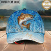 Maxcorners Fishing Light Blue Water Splash Personalized Name 3D Cap (12 Fish Species)
