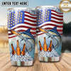 Maxcorners Fishing Tumbler American Flag Beer Bottle Design Personalized Name Tumbler (13 Species)