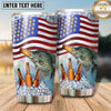 Maxcorners Fishing Tumbler American Flag Beer Bottle Design Personalized Name Tumbler (13 Species)