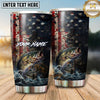Maxcorners Fishing Tumbler Rustic Patriotic Flag Design Personalized Name Tumbler (13 Species)