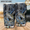 Maxcorners Fishing Tumbler Dark Blue Grunge Camouflage Design Personalized Name Tumbler (13 Species)